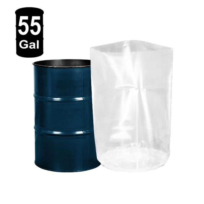 55 Gal [208L] 4 mil 35.5" x 47.25" x 22.50" Clear Polyethylene Drum